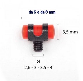 MIRINO - marca AV - modello MIRINO IN PLASTICA A VITE 3,5 - calibro Plastica - misura 3,5 ROSSO - VARIE - MIRINI 3736