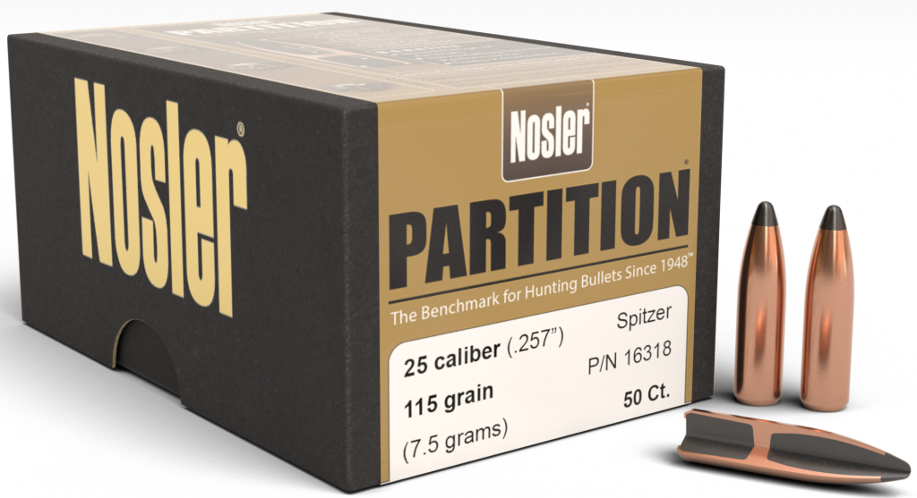 PALLE - marca NOSLER - modello 16318 SP PARTITION - calibro 25 (257
