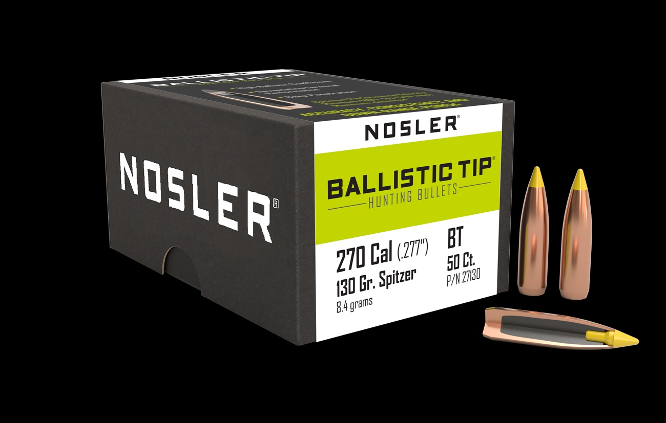 PALLE - marca NOSLER - modello 27130 SP BALLISTIC TIP - calibro 270 (277