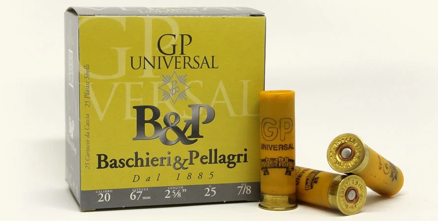 Cartucce - marca BASCHIERI & PELLAGRI - modello GP UNIVERSAL 20 8 67 25 - calibro 20 - CARTUCCE A PALLINI - CARTUCCE PER LA CACCIA 3806