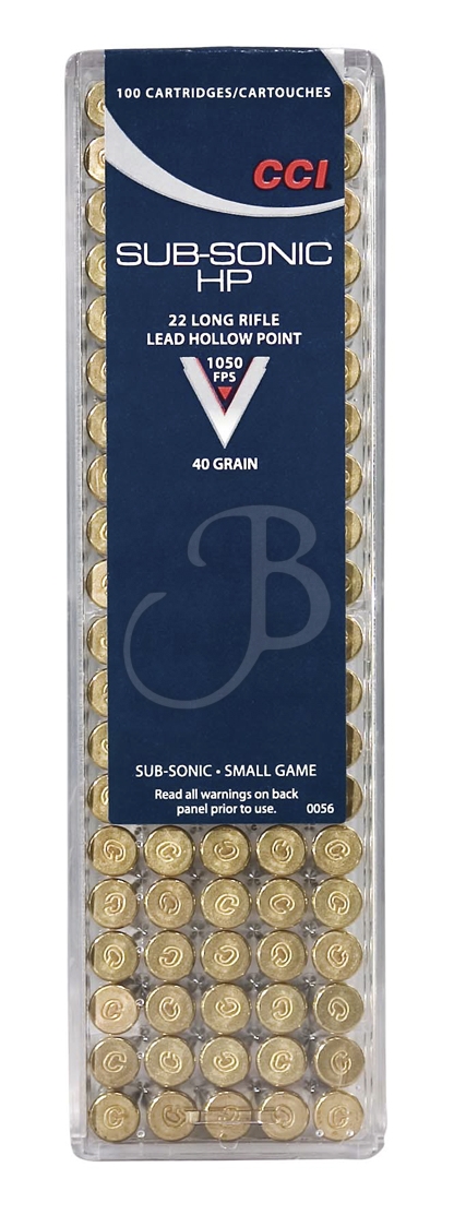 Cartucce - marca CCI - modello LR Subsonic 40 Grain HP 1050FPS - calibro 22LR - CARTUCCE PER CARABINA/PISTOLA - CARTUCCE PER IL TIRO 3894